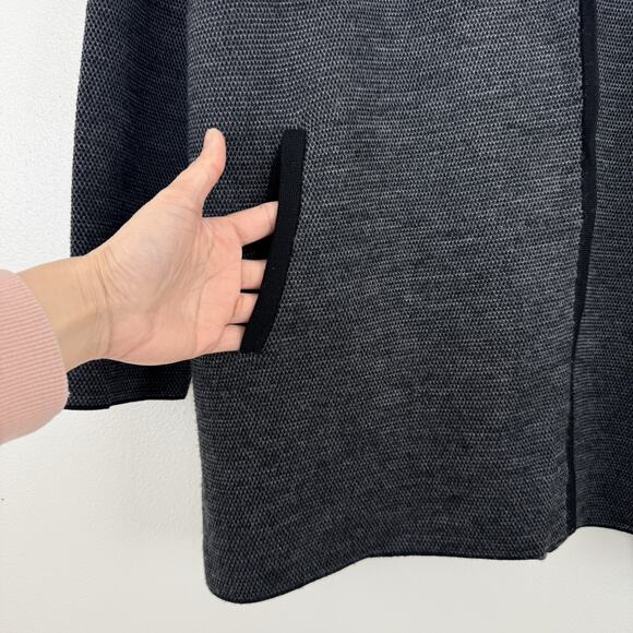 Talbots Pure Merino Wool Cardigan Jacket Womens Large Open Front Pockets Gray - Picture 6 of 14
